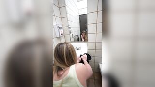 Dirty slut gets railed raw in a public bathroom