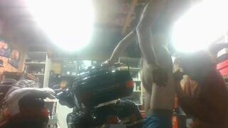 sucking off a friend in garage
