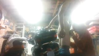 sucking off a friend in garage