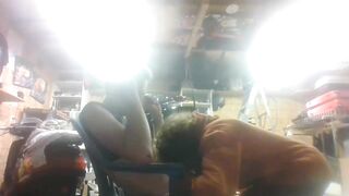 sucking off a friend in garage