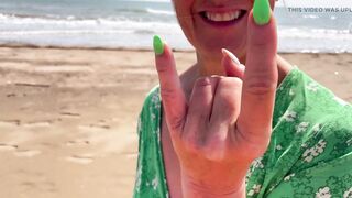 Dominant woman having fun on the beach