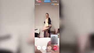 My husband is jerking and cum front my mom  while we talk with her by video call.