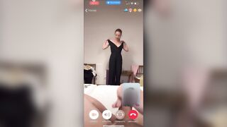 My husband is jerking and cum front my mom  while we talk with her by video call.