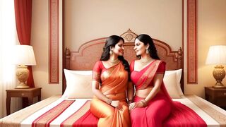Stepson Shares a bed with his desi stepmom and her close freind,He got a chance to fucked both of them..