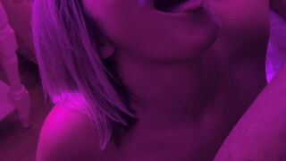 Slutwife sucks 2 cocks and gets her face covered in cum