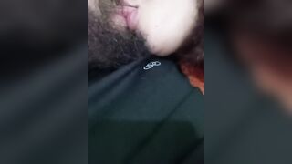SEXY KISS, slut drinking cuckold's mouth while fucking hard horny cock with her handjob