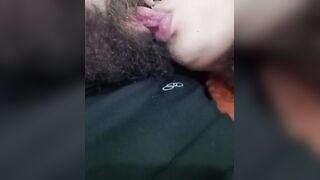 SEXY KISS, slut drinking cuckold's mouth while fucking hard horny cock with her handjob