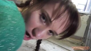 Small Titted Skinny Girl Is Lost in the Forest and Gets Special Help