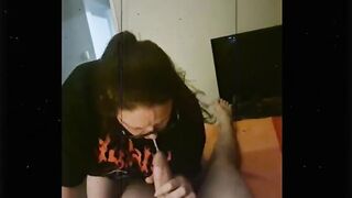 POV Blowjob with Massive Delicious Cum Into My Mouth. Old School Vhs Style Shoot
