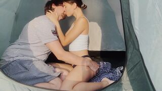 Fuck and Creampie in Tent on Beach