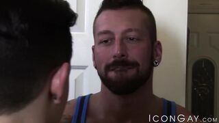Older athlete Hugh Hunter seduces young stud Ethan Slade for a nice ass banging