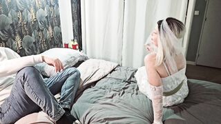 Married virgin gets fucked by her best man before her wedding and gets his load of cum on her face