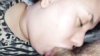 CLOSE UP showing all the extreme horniness of this bitch's thirsty throat