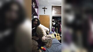 Chubby Trans girl playing with dildo