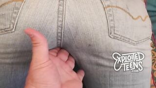 Tall leggy blonde with D-cup tits makes her first fuck video