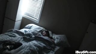 Ball sucking teen slut chews gum off sack