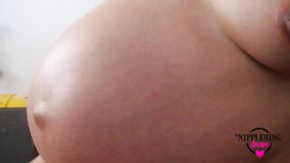 nippleringlover pregnant pierced milky tits kinky nipple play with hooks & large gauge nipple rings