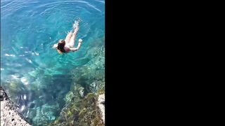 nippleringlover nude beach swimming naked flashing pierced pussy & huge pierced nipples nipple rings