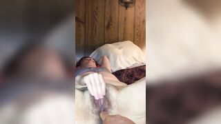 Playing with my pussy while he finger’s me
