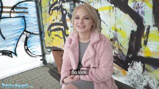Public Agent Short hair blonde amateur teen with soft natural body picked up as bus stop