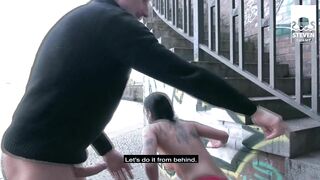 WITHOUT UNDERWEAR : MILF comes to PUBLIC FUCK in TIGHTS WITH CUT OUTS! StevenShameDating