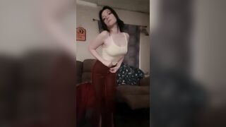 Sexy teen strips down and uses toy on petite kitty