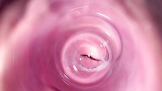 Camera deep inside Mia's teen creamy pussy