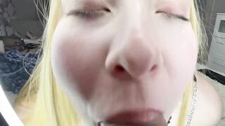 COURIER CAME DURING PORN SHOOTING - I met him with cum on his face and clamps on his nipples