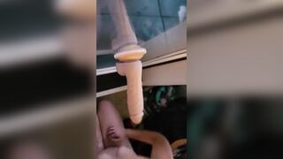 Deepthroat Dildo Window Tease