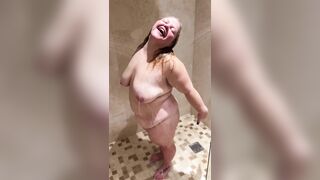 Irish Girl feeling good after a night out in Ireland taking shower at air bnb