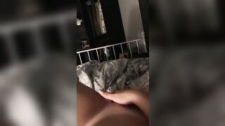 Ex girlfriend rubbs her shaved pussy.
