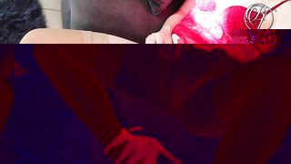 Pussy juices soak through the pantyhose after hard fetish orgasm