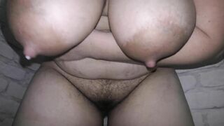 Slutty BBW MILF stepmommy showing to you her huge lactating boobs and hairy wet pussy - Milky Mari